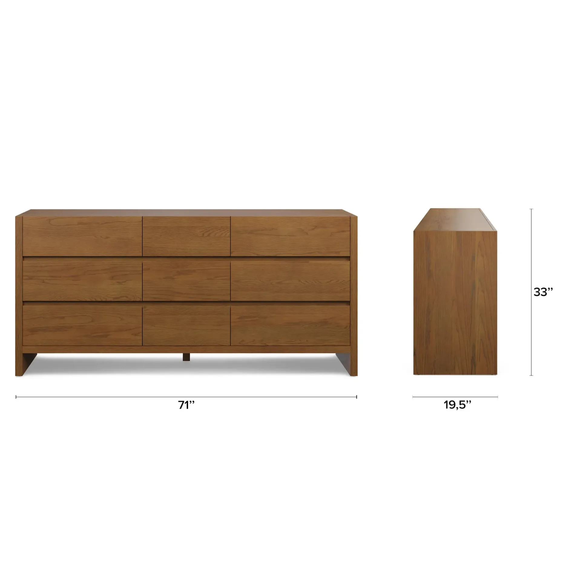 Leif 9-Drawer Triple Dresser - Smoked Oak