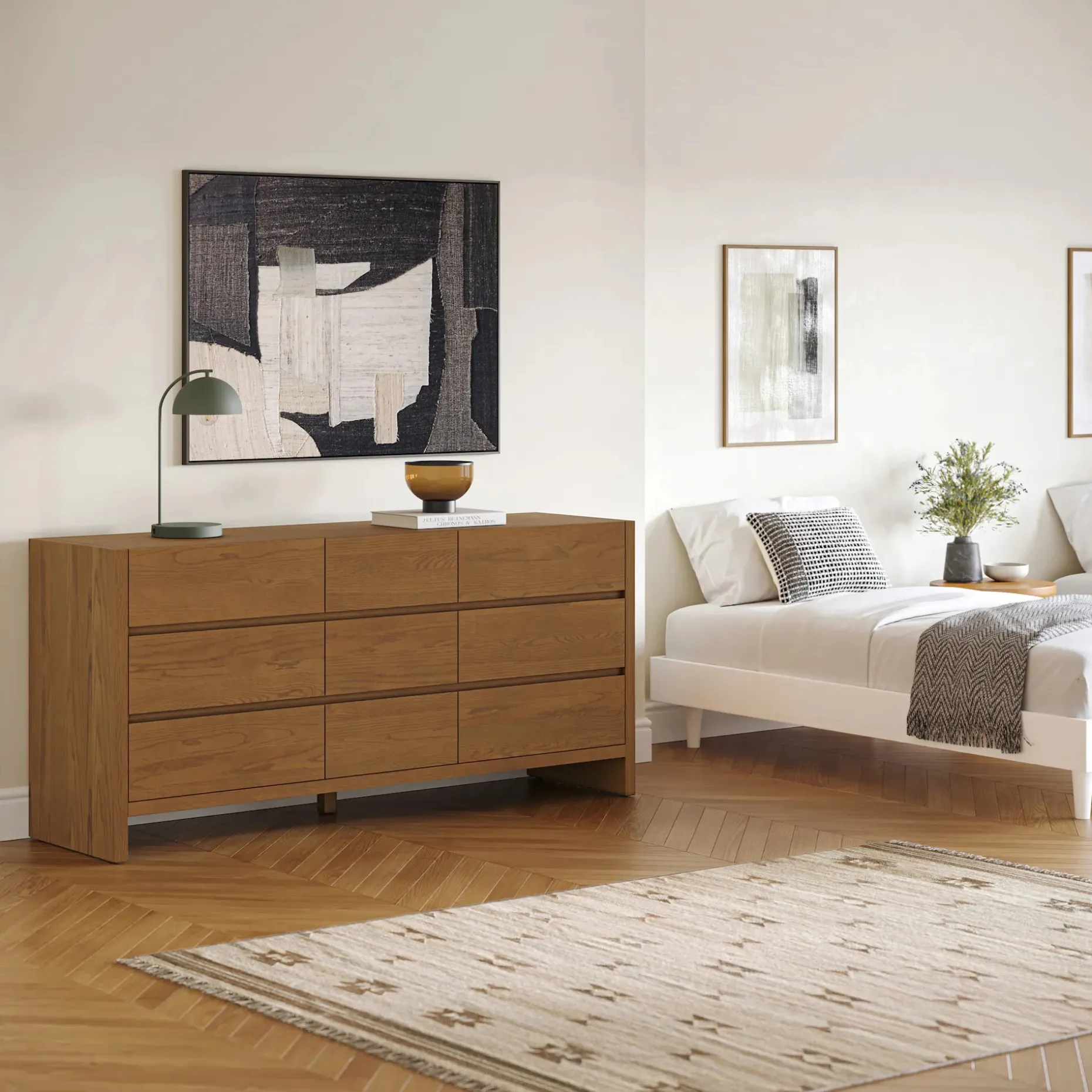Leif 9-Drawer Triple Dresser - Smoked Oak