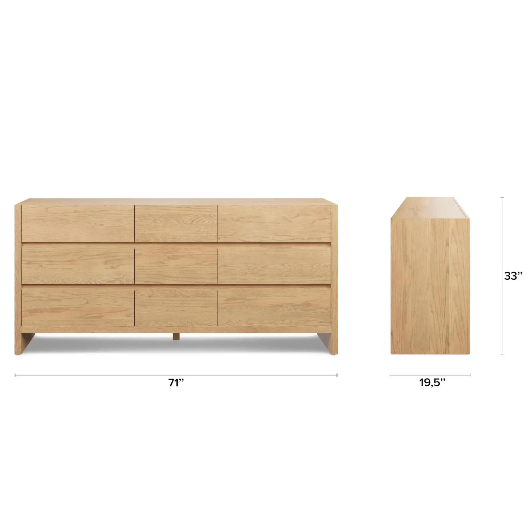 Leif 9-Drawer Triple Dresser - White Oak