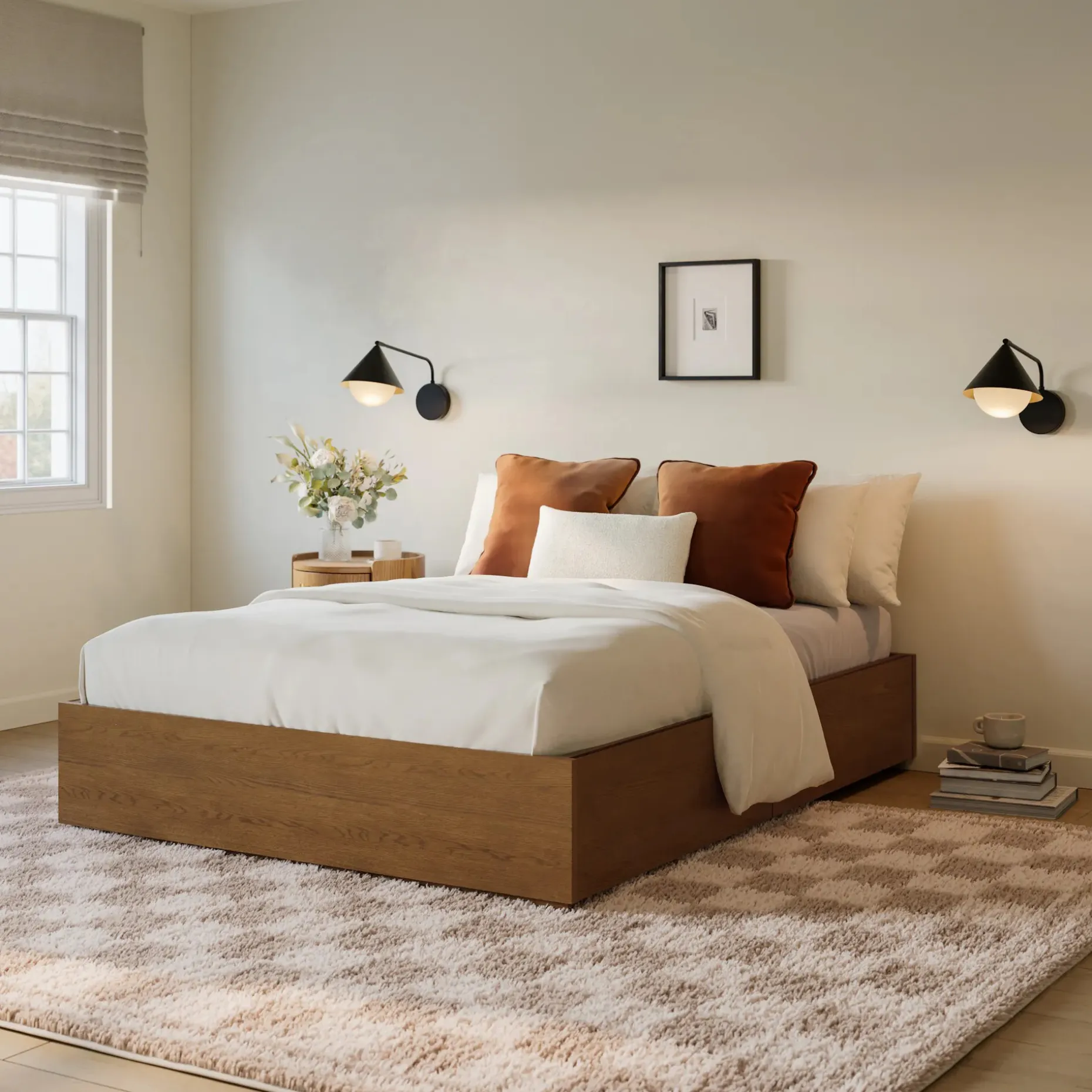Leif Full Platform Storage Bed - Smoked Oak