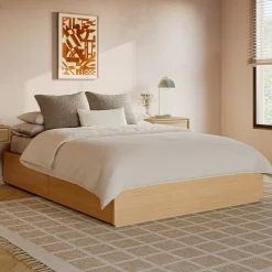Leif Full Platform Storage Bed - White Oak
