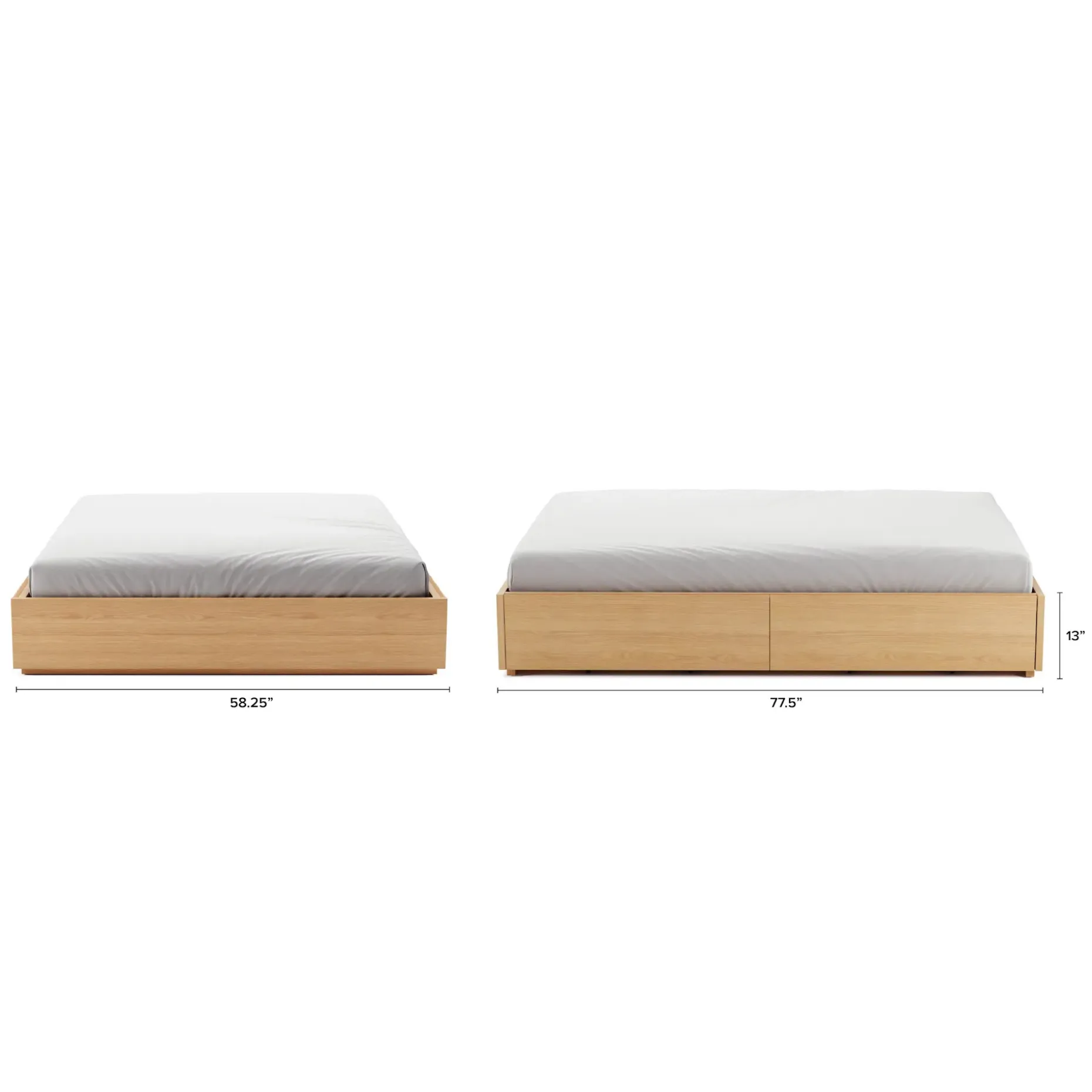 Leif Full Platform Storage Bed - White Oak