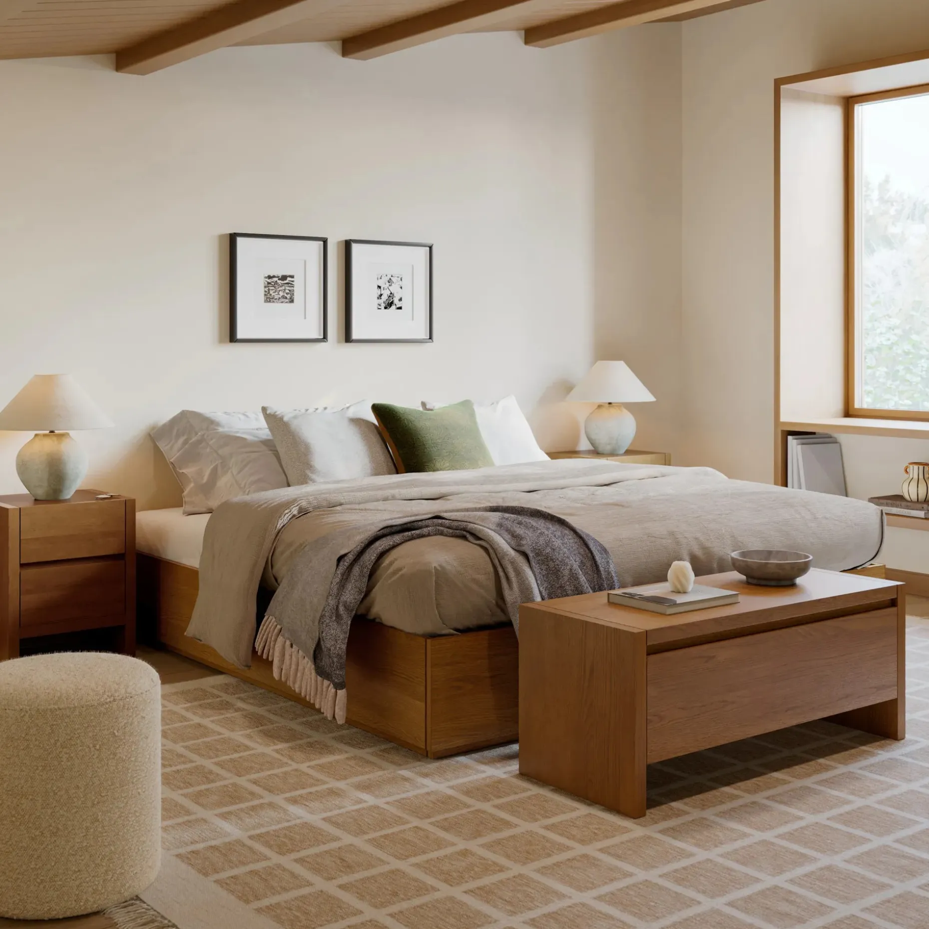 Leif King Platform Bed - Smoked Oak