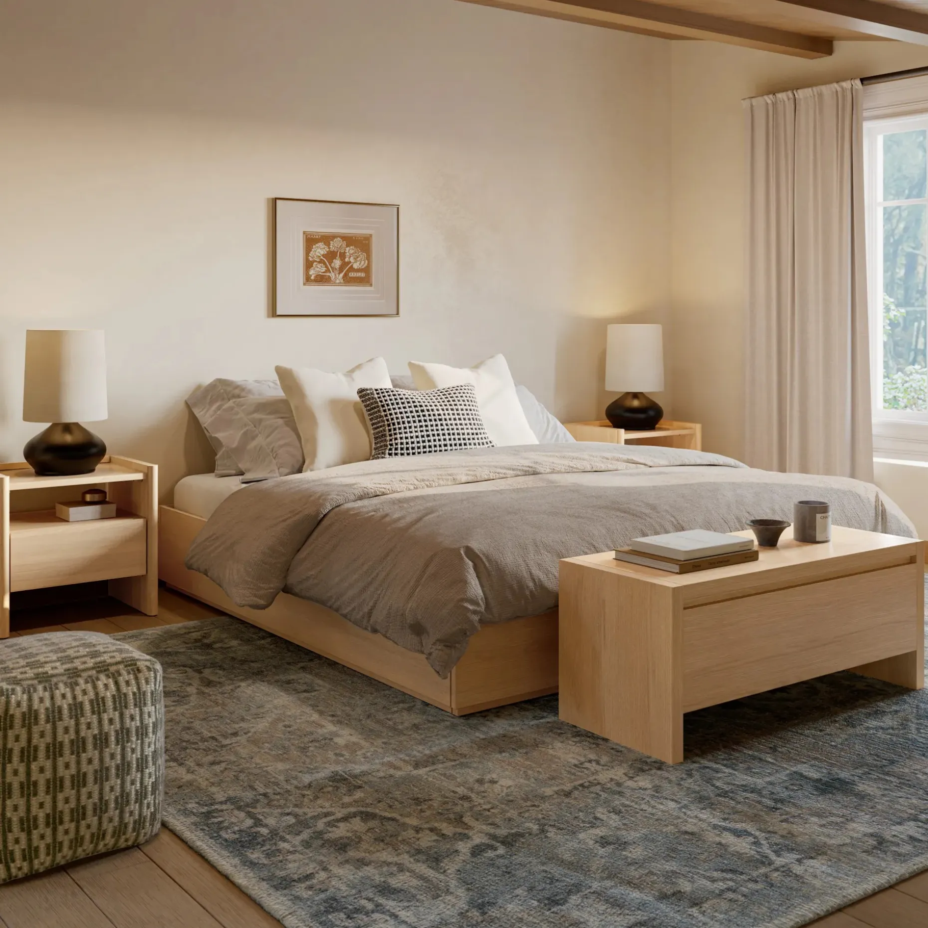 Leif King Platform Bed - White Oak