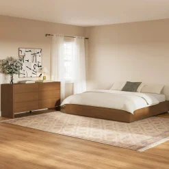 Leif King Platform Storage Bed - White Oak