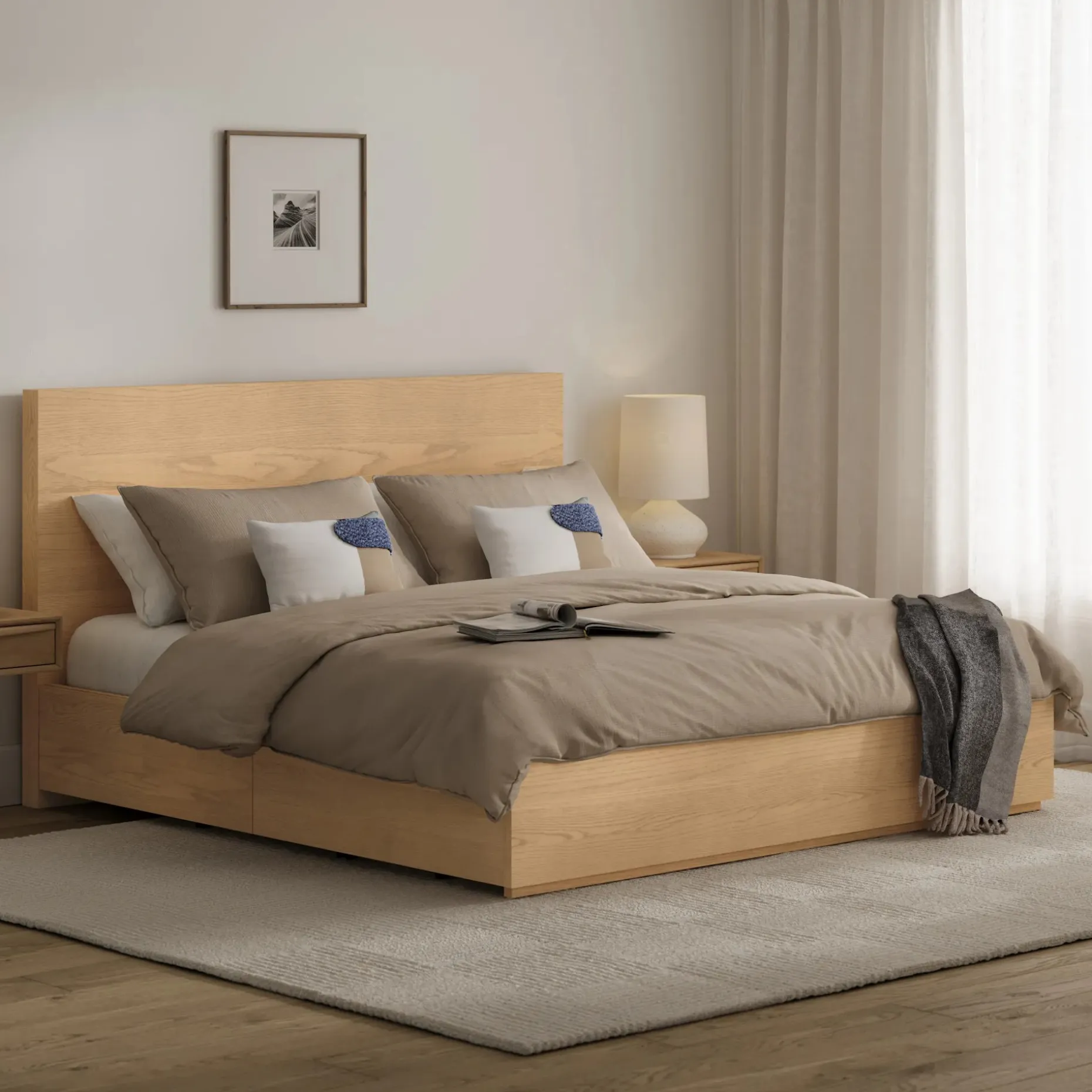 Leif King Storage Bed - White Oak