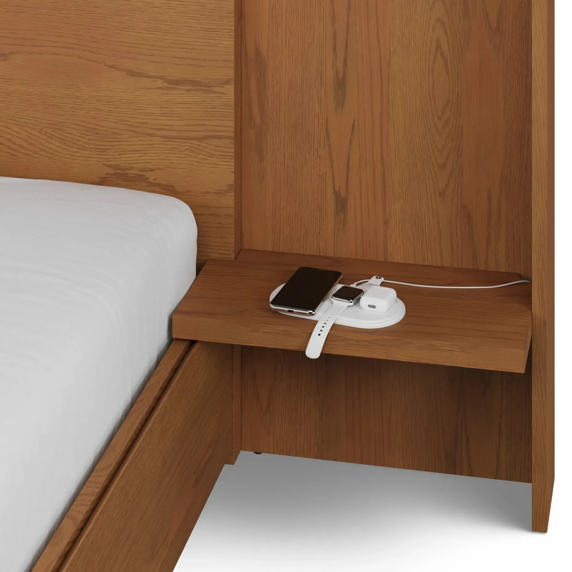 Leif King Storage Bed with Nightstands Set - Smoked Oak