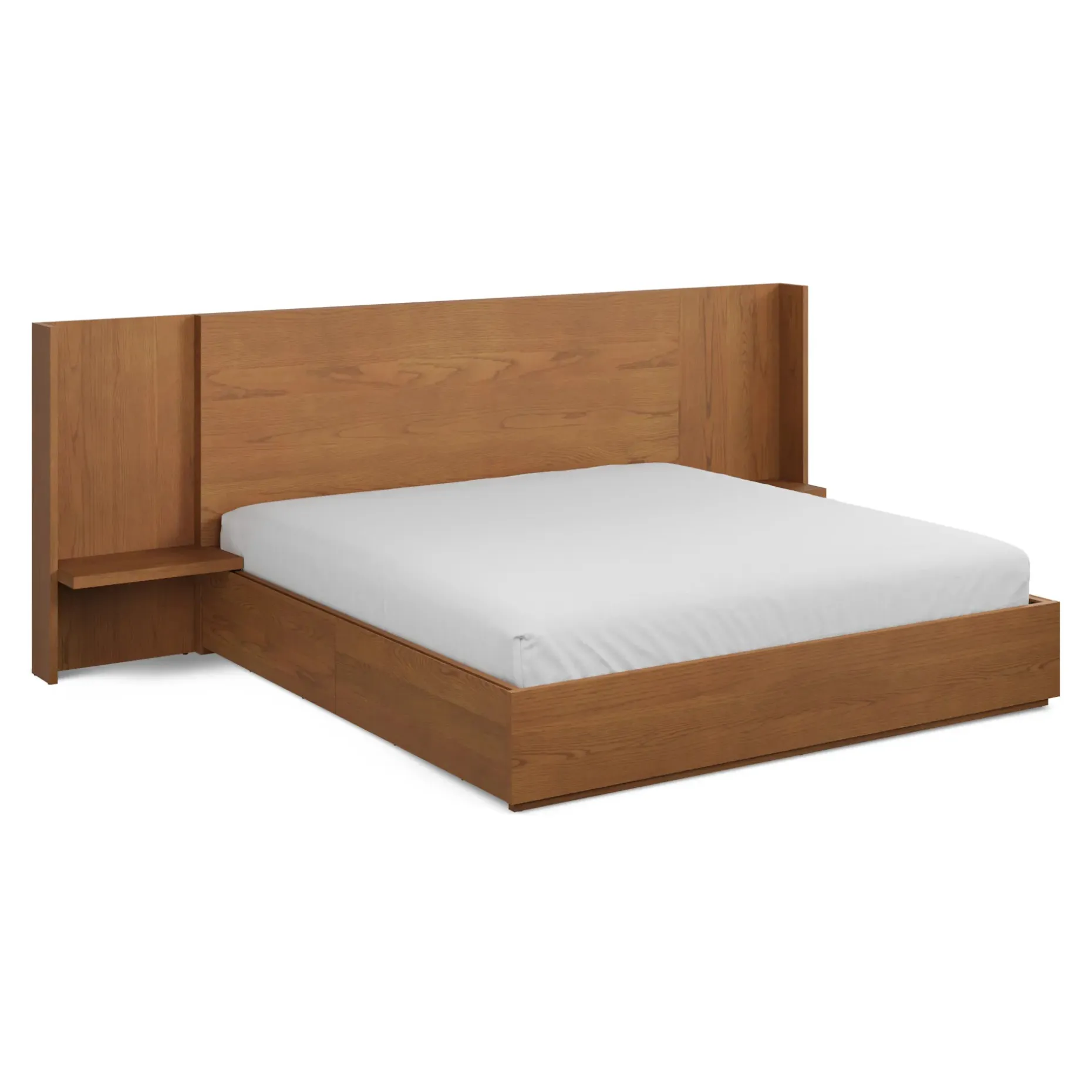 Leif King Storage Bed with Nightstands Set - Smoked Oak