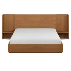 Leif King Storage Bed with Nightstands Set - Smoked Oak
