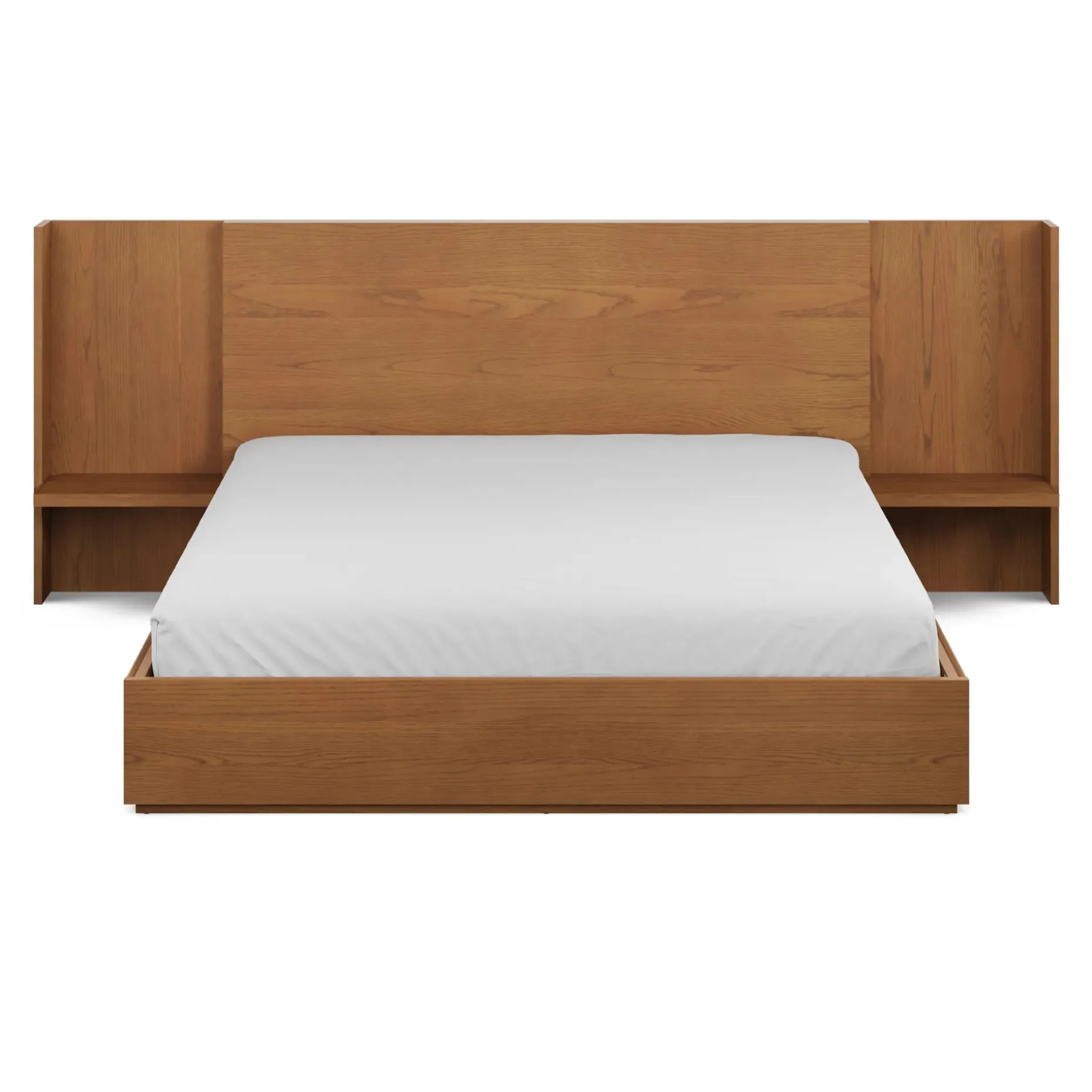 Leif King Storage Bed with Nightstands Set - Smoked Oak