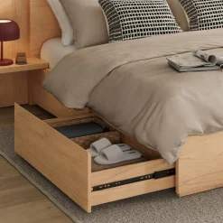 Leif King Storage Bed with Nightstands Set - White Oak