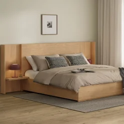 Leif King Storage Bed with Nightstands Set - White Oak