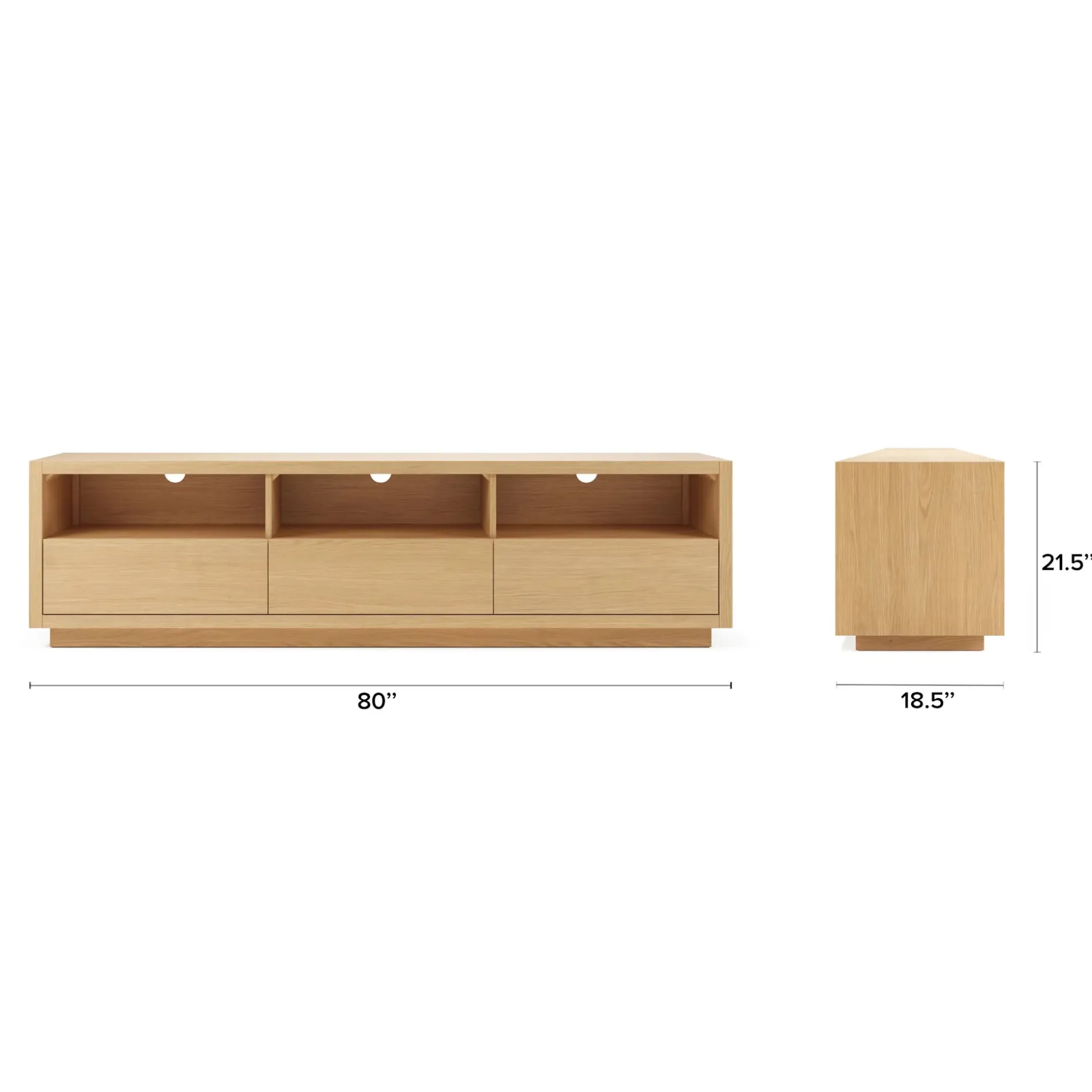 Leif 80" Media Unit - White Oak