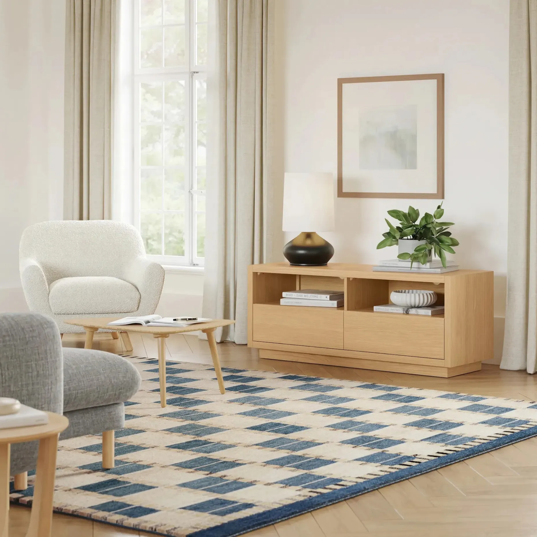 Leif 54" Media Unit - White Oak