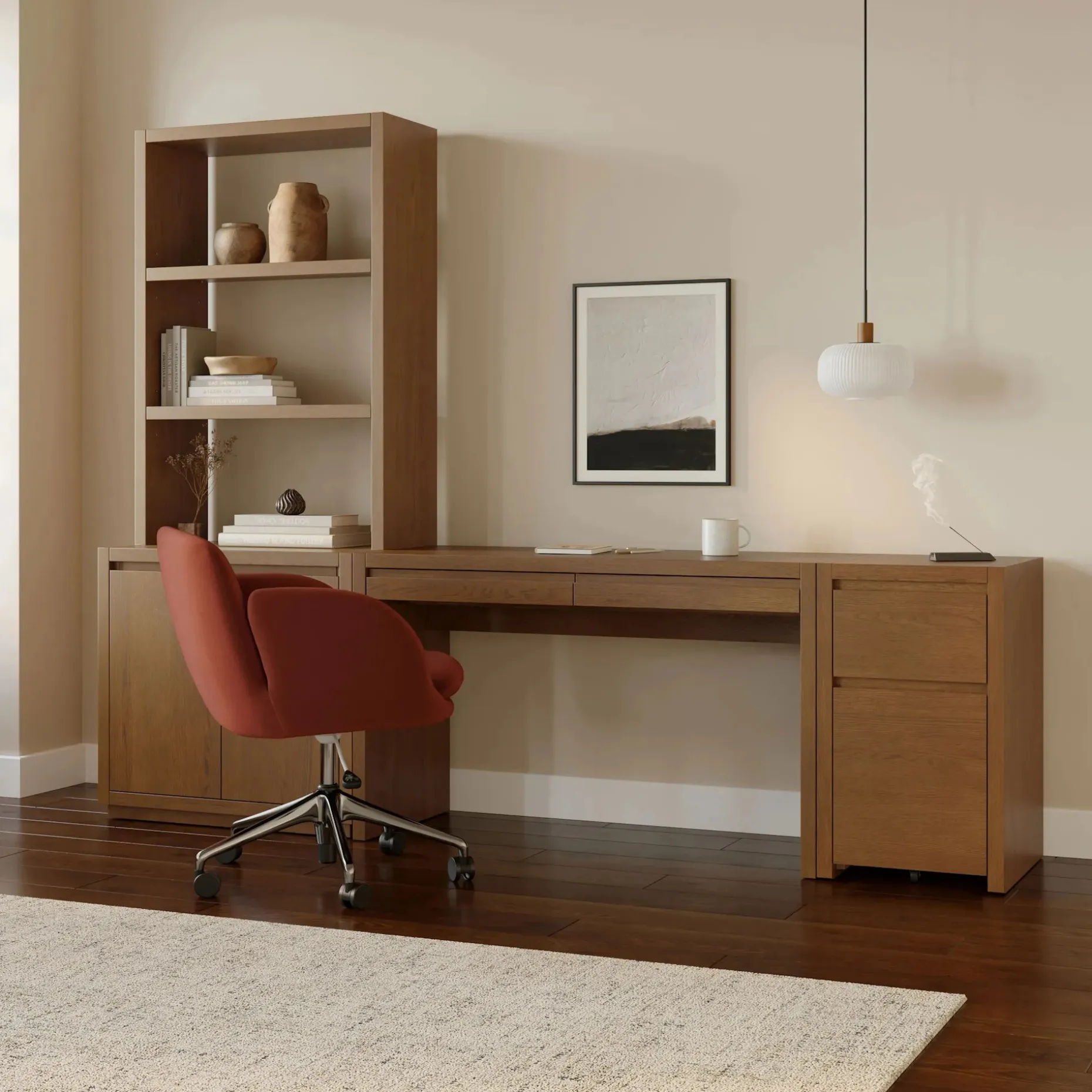 Leif 50" Modular Desk - Smoked Oak
