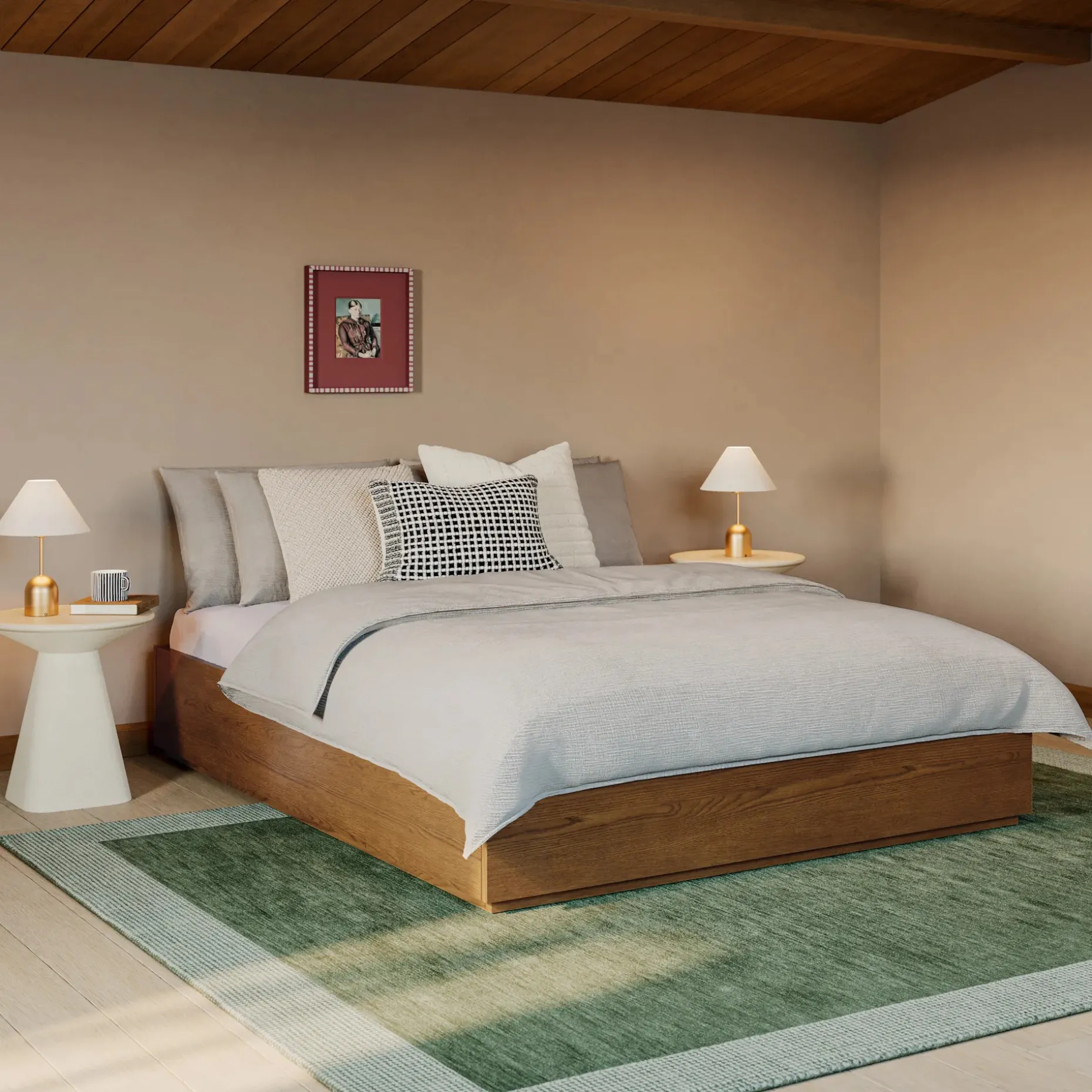 Leif Queen Platform Bed - Smoked Oak