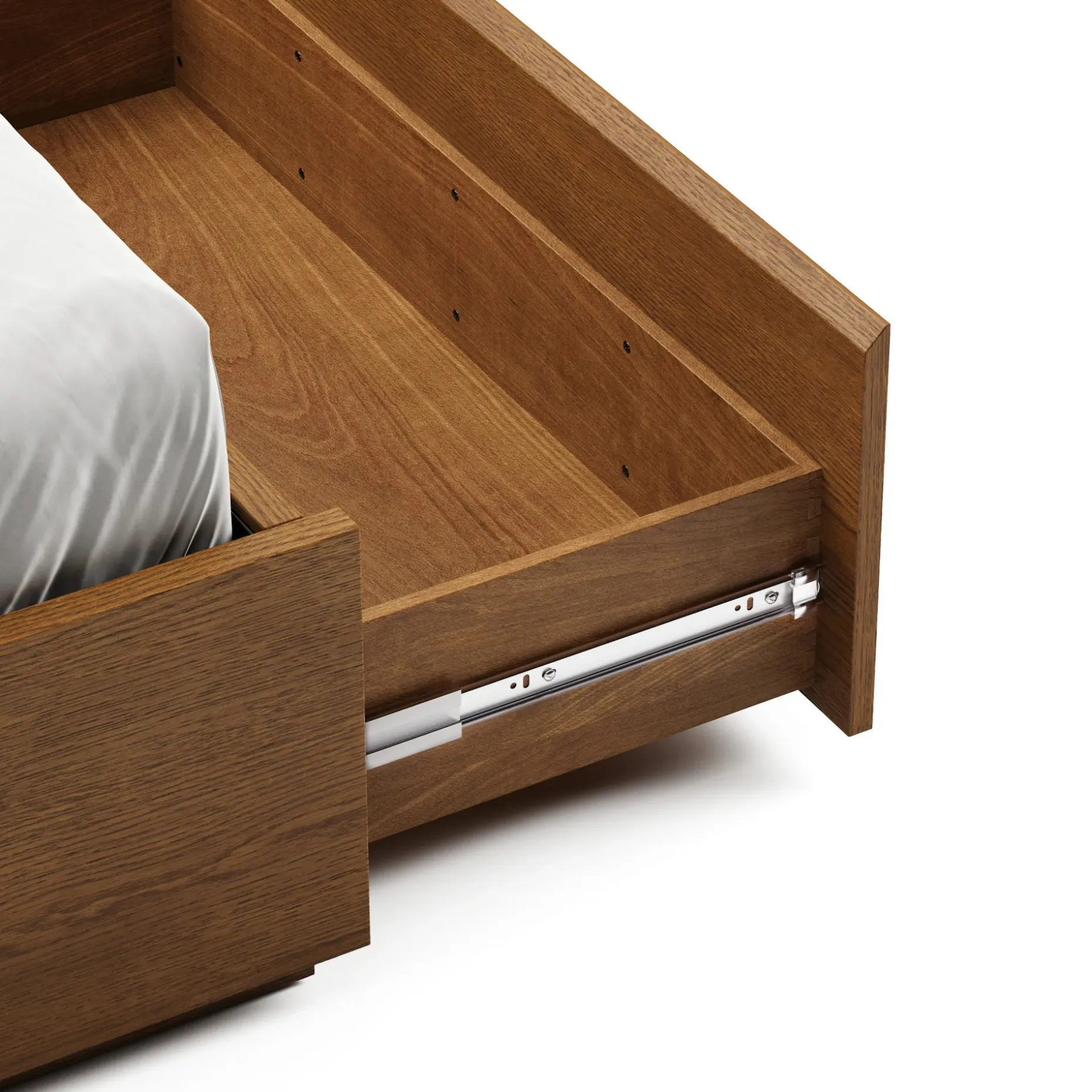 Leif Queen Platform Storage Bed - Smoked Oak