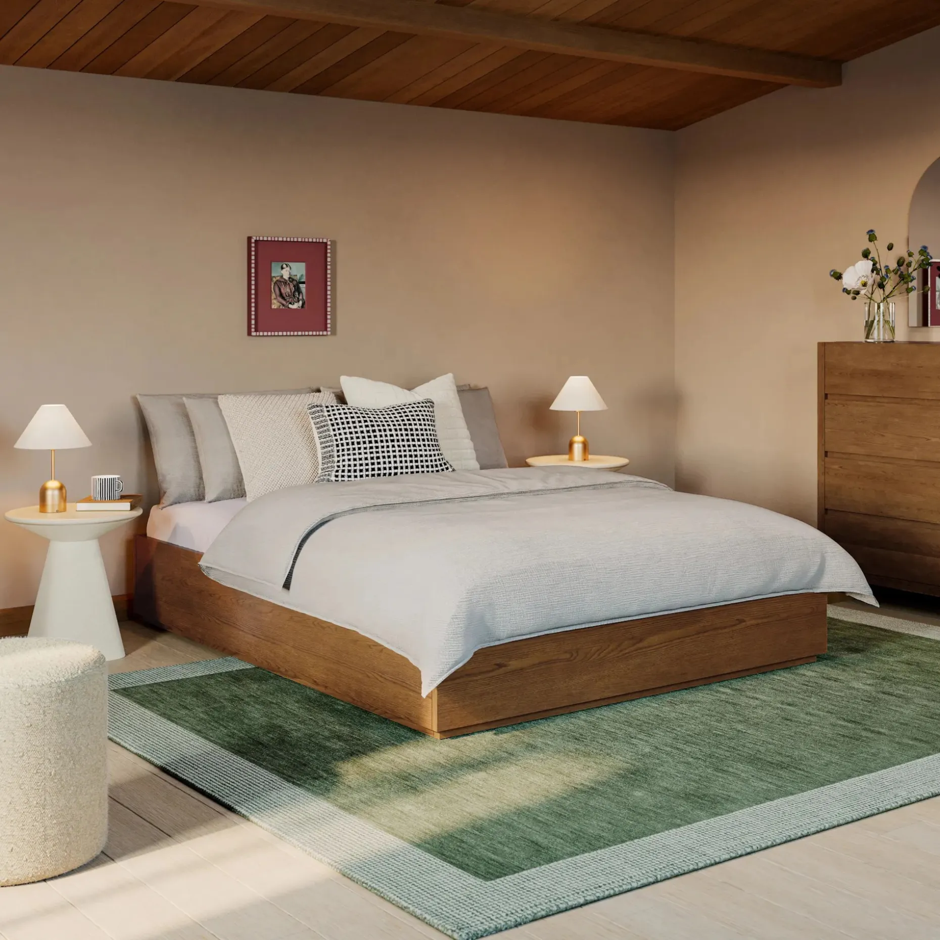 Leif Queen Platform Storage Bed - Smoked Oak