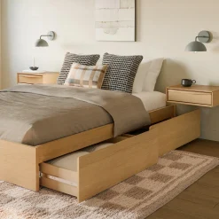 Leif Queen Platform Storage Bed - White Oak