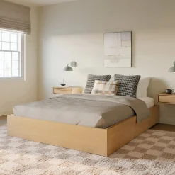 Leif Queen Platform Storage Bed - White Oak
