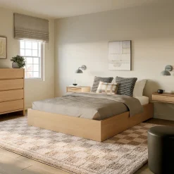 Leif Queen Platform Storage Bed - White Oak