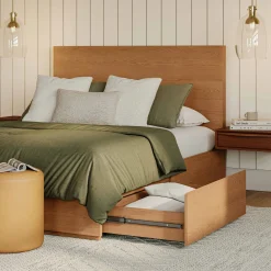 Leif Queen Storage Bed - Smoked Oak