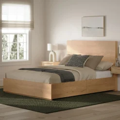 Leif Queen Storage Bed - White Oak