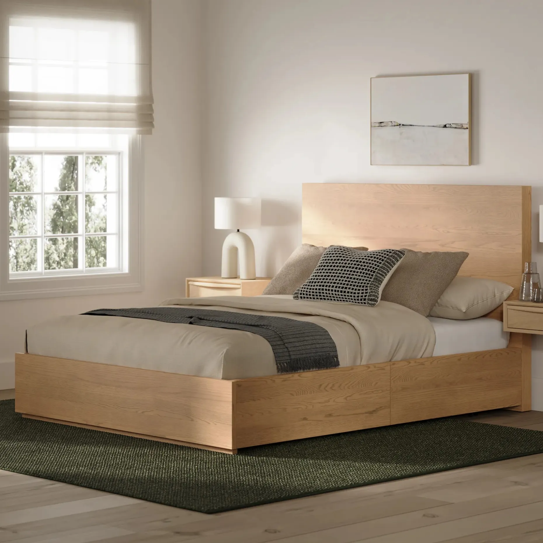 Leif Queen Storage Bed - White Oak