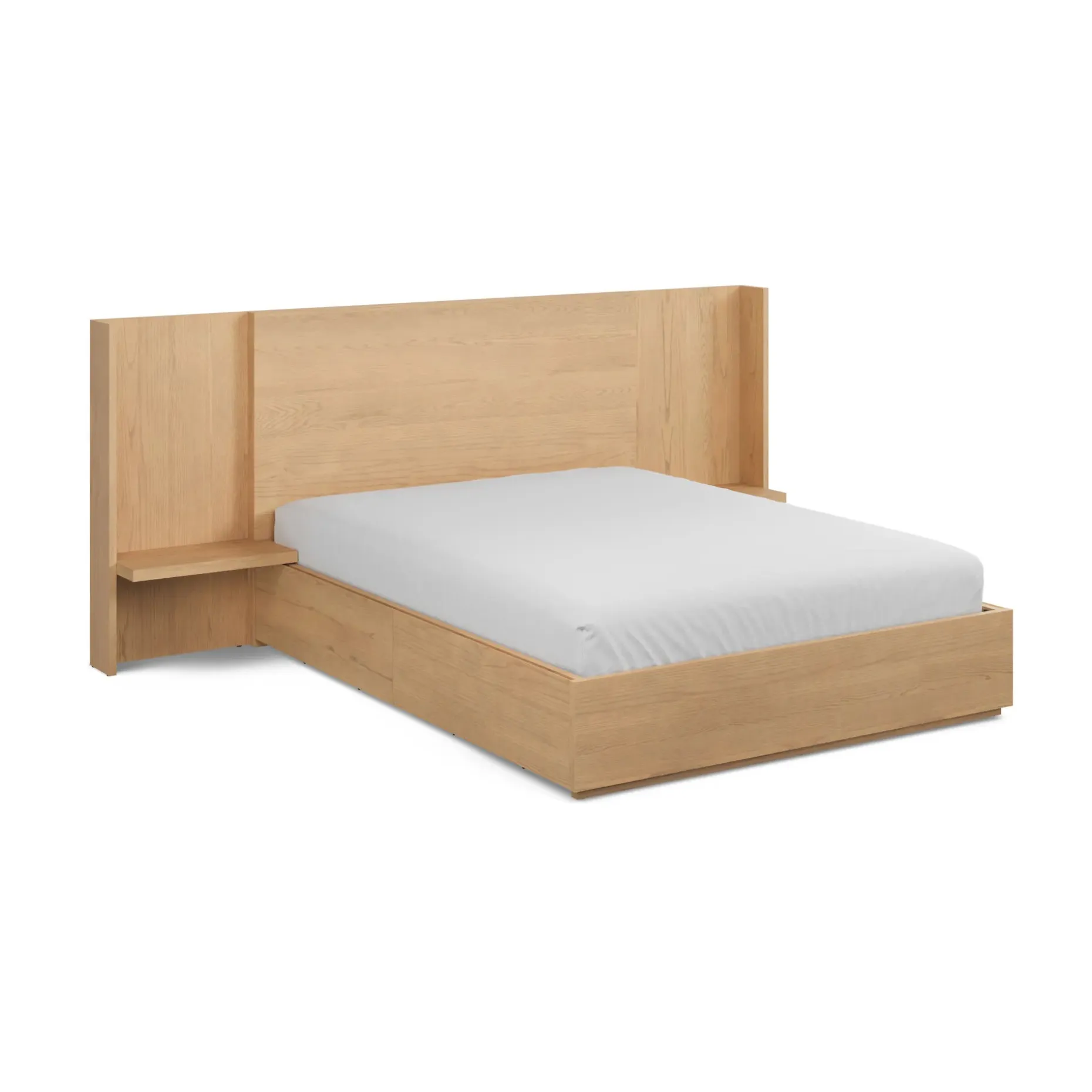 Leif Queen Storage Bed with Nightstands Set - White Oak