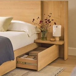 Leif Queen Storage Bed with Nightstands Set - White Oak