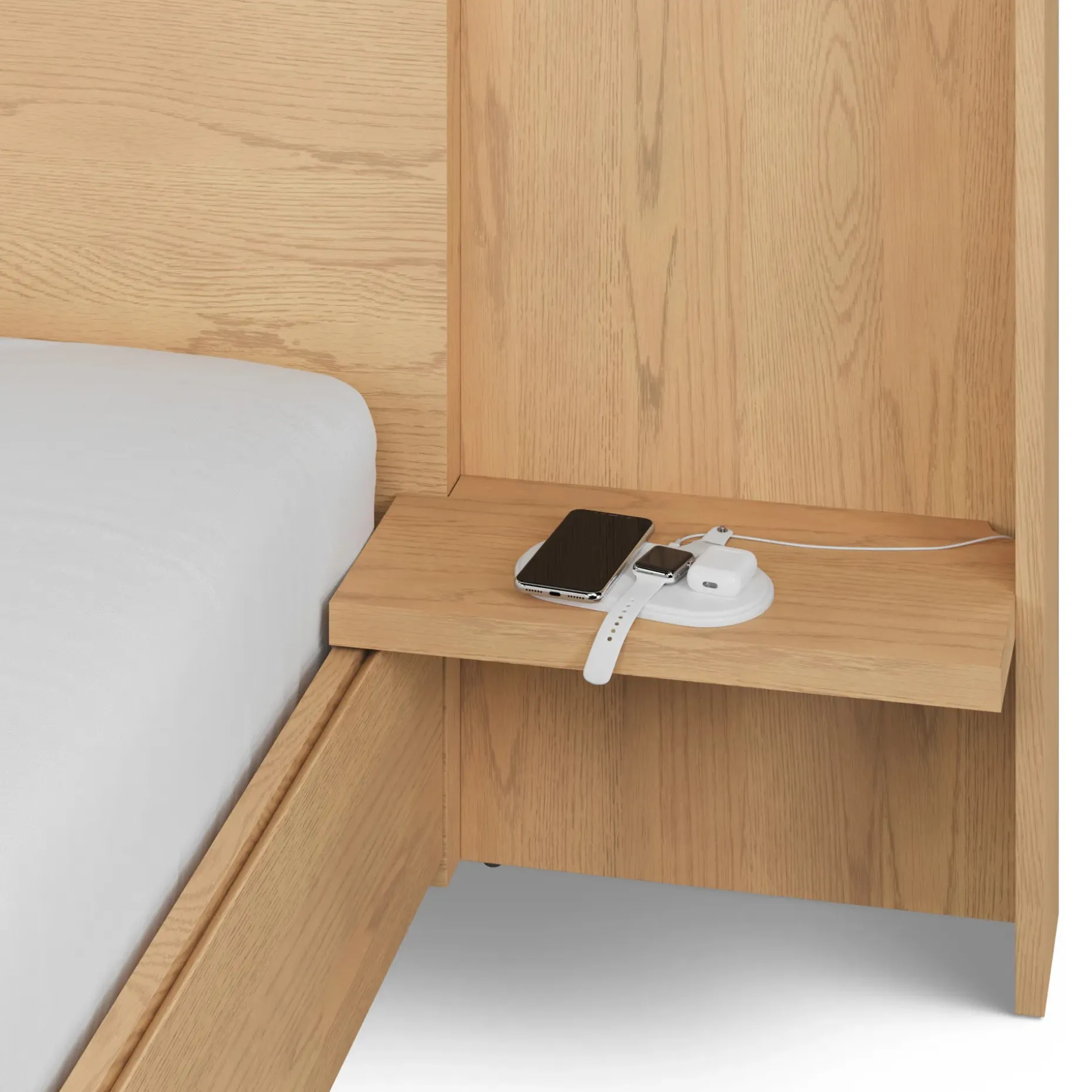 Leif Queen Storage Bed with Nightstands Set - White Oak
