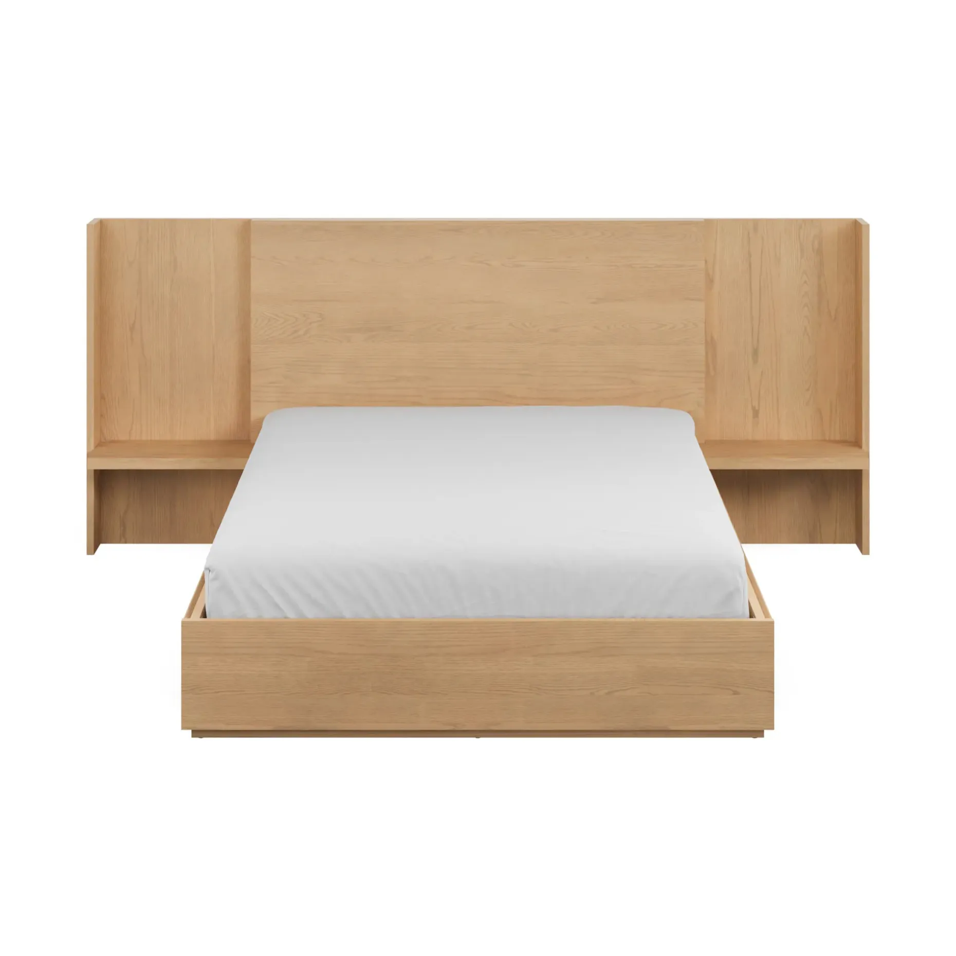 Leif Queen Storage Bed with Nightstands Set - White Oak