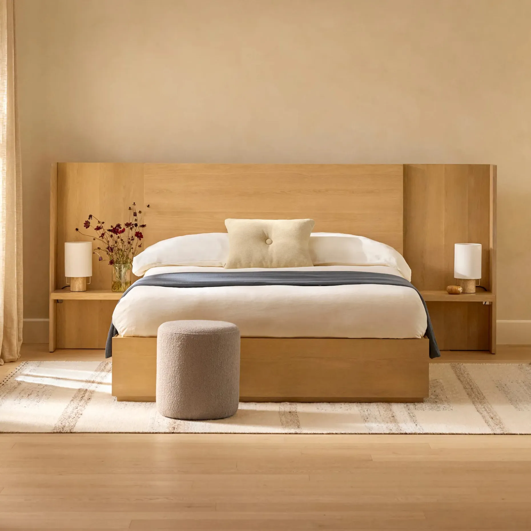 Leif Queen Storage Bed with Nightstands Set - White Oak
