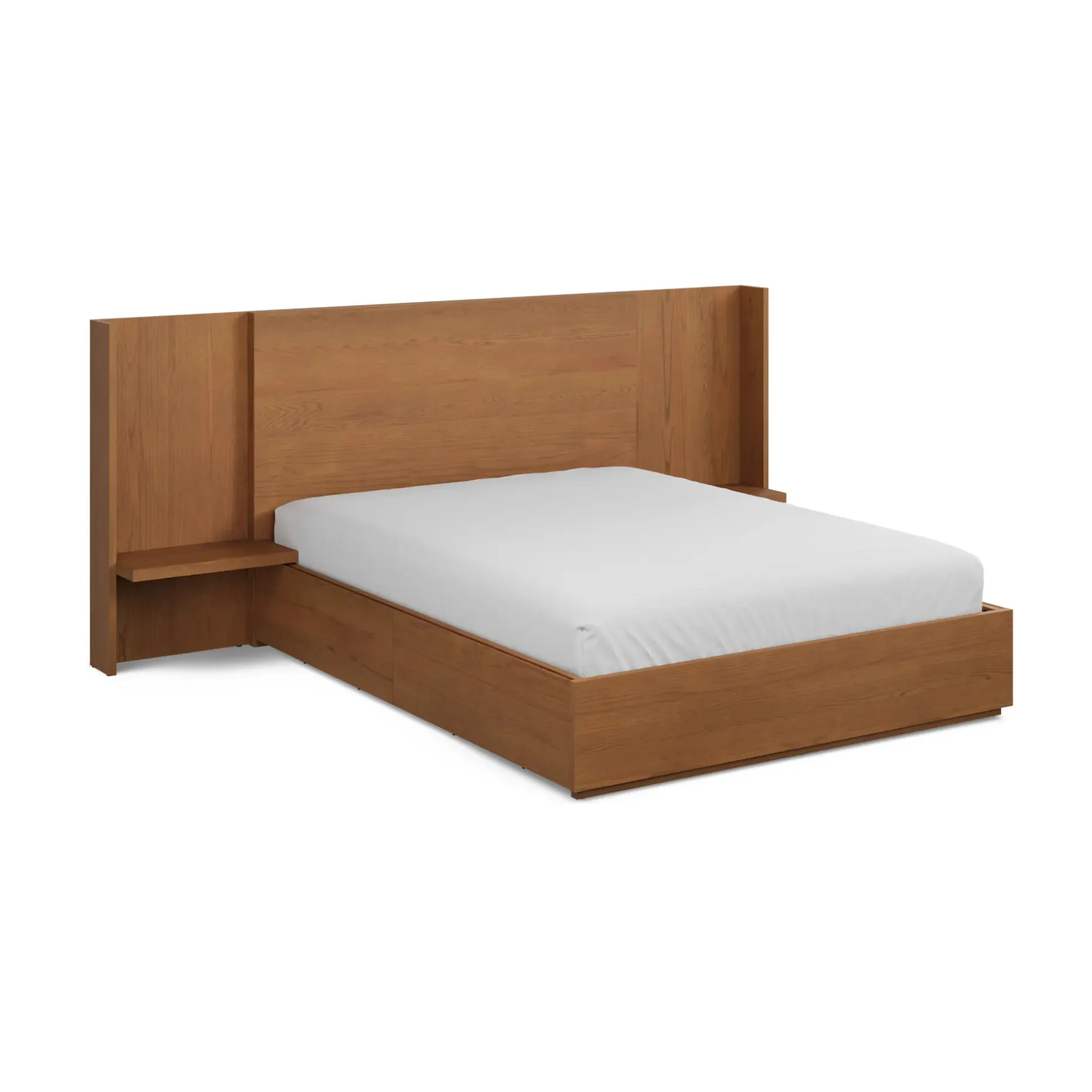 Leif Queen Storage Bed with Nightstands Set - Smoked Oak