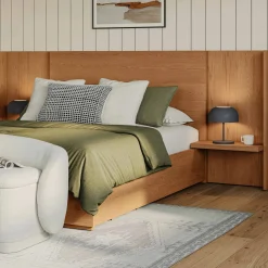 Leif Queen Storage Bed with Nightstands Set - Smoked Oak