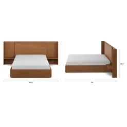 Leif Queen Storage Bed with Nightstands Set - Smoked Oak