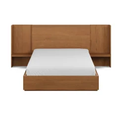 Leif Queen Storage Bed with Nightstands Set - Smoked Oak