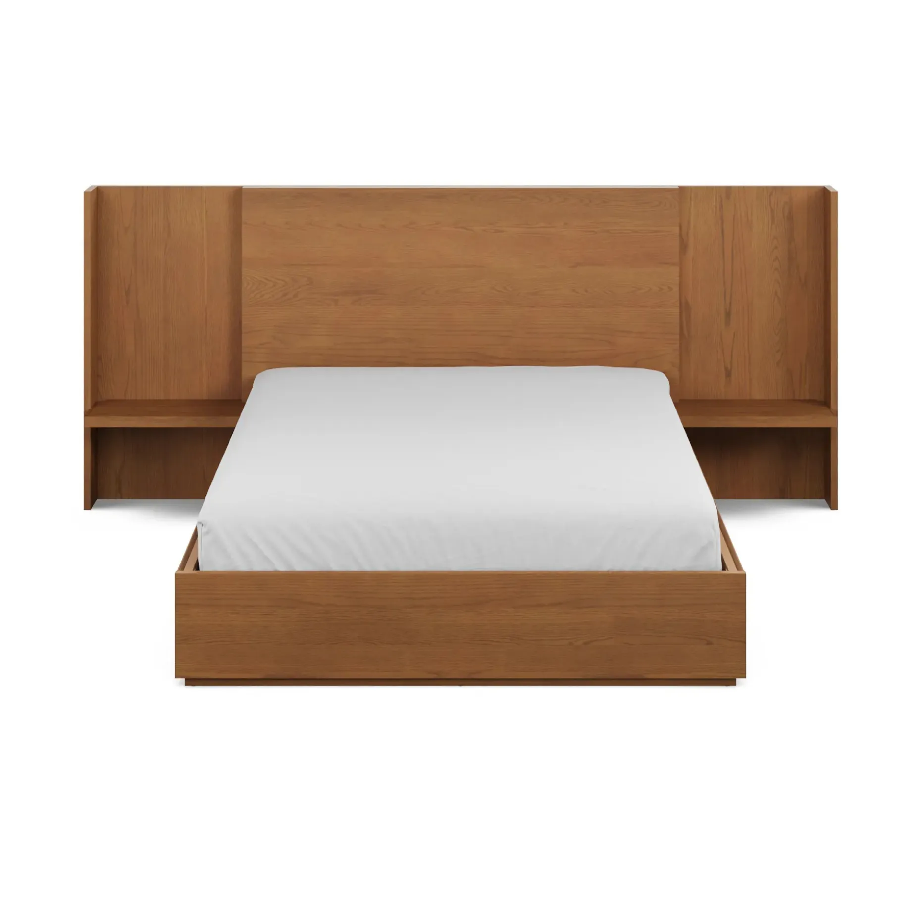 Leif Queen Storage Bed with Nightstands Set - Smoked Oak