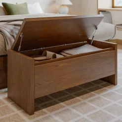 Leif 42" Storage Bench - Smoked Oak
