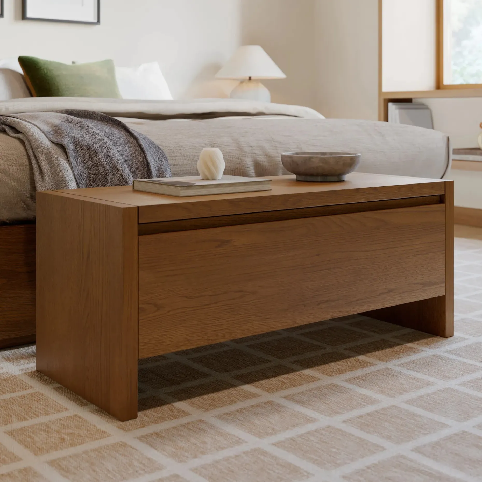 Leif 42" Storage Bench - Smoked Oak