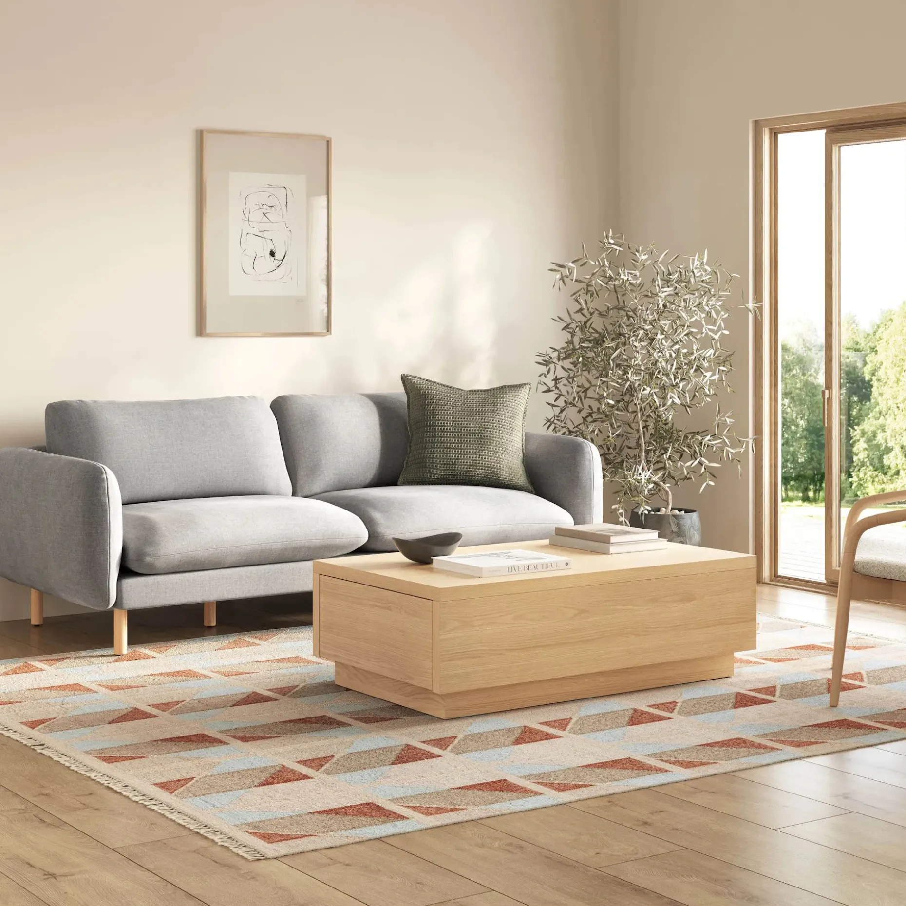 Leif 47" Storage Coffee Table - White Oak