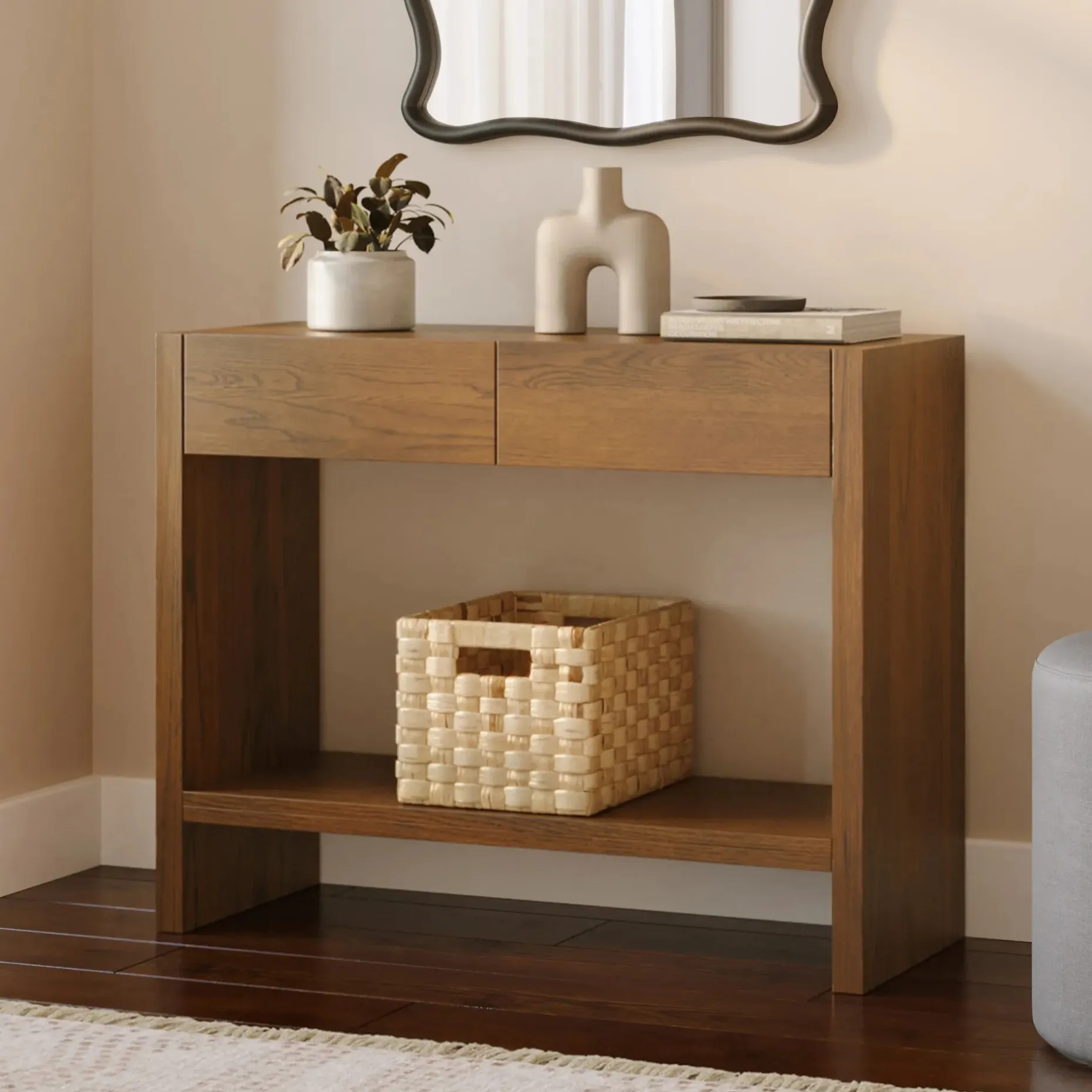 Leif 37" Storage Console - Smoked Oak