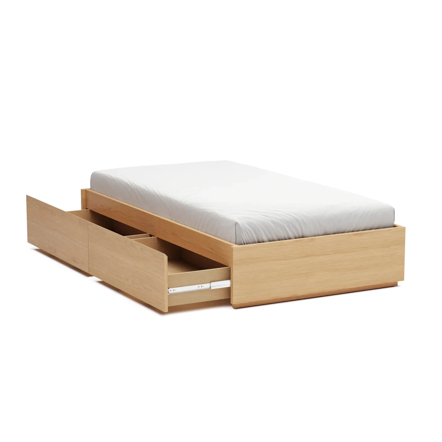 Leif Twin Platform Storage Bed - White Oak