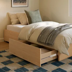 Leif Twin Platform Storage Bed - White Oak