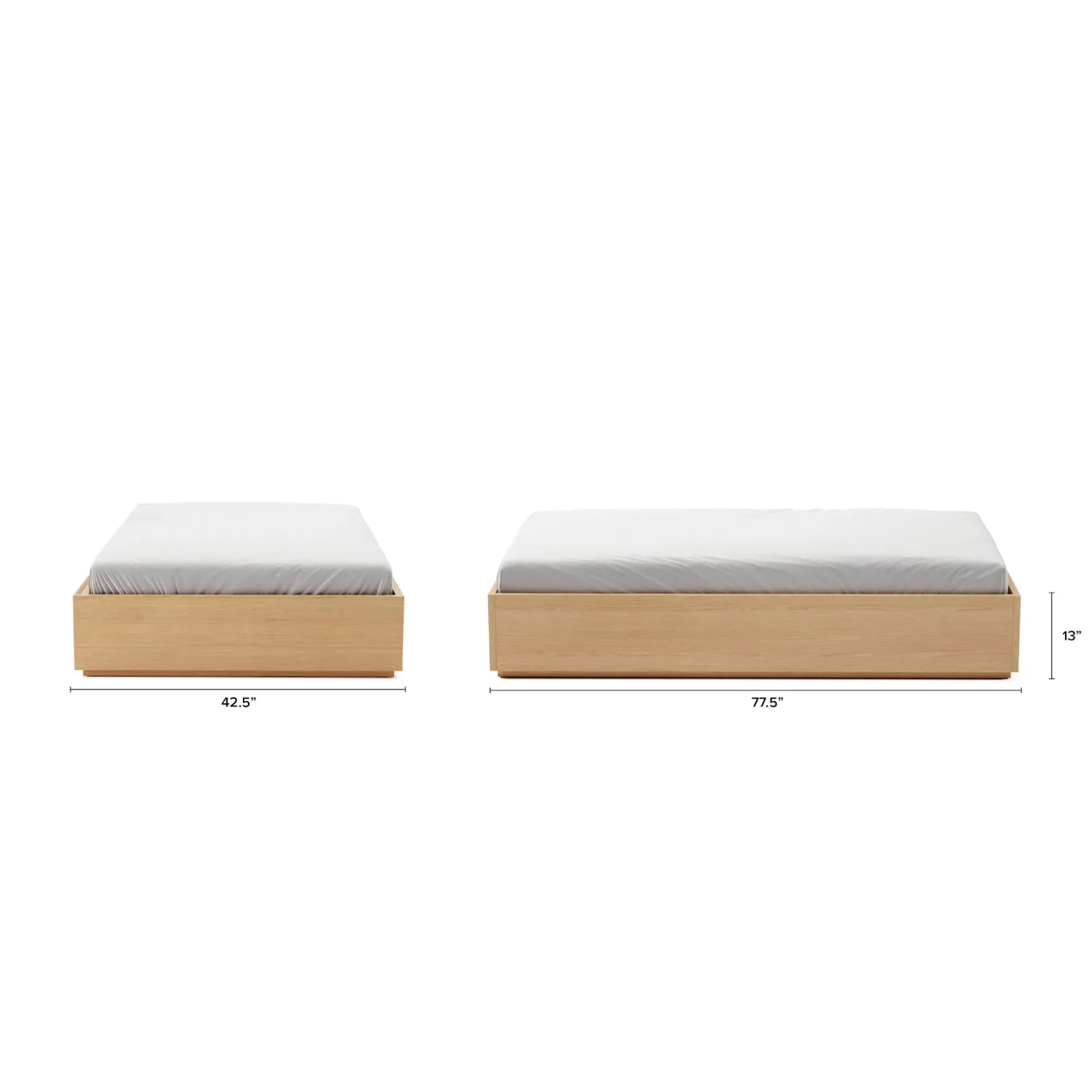 Leif Twin Platform Storage Bed - White Oak
