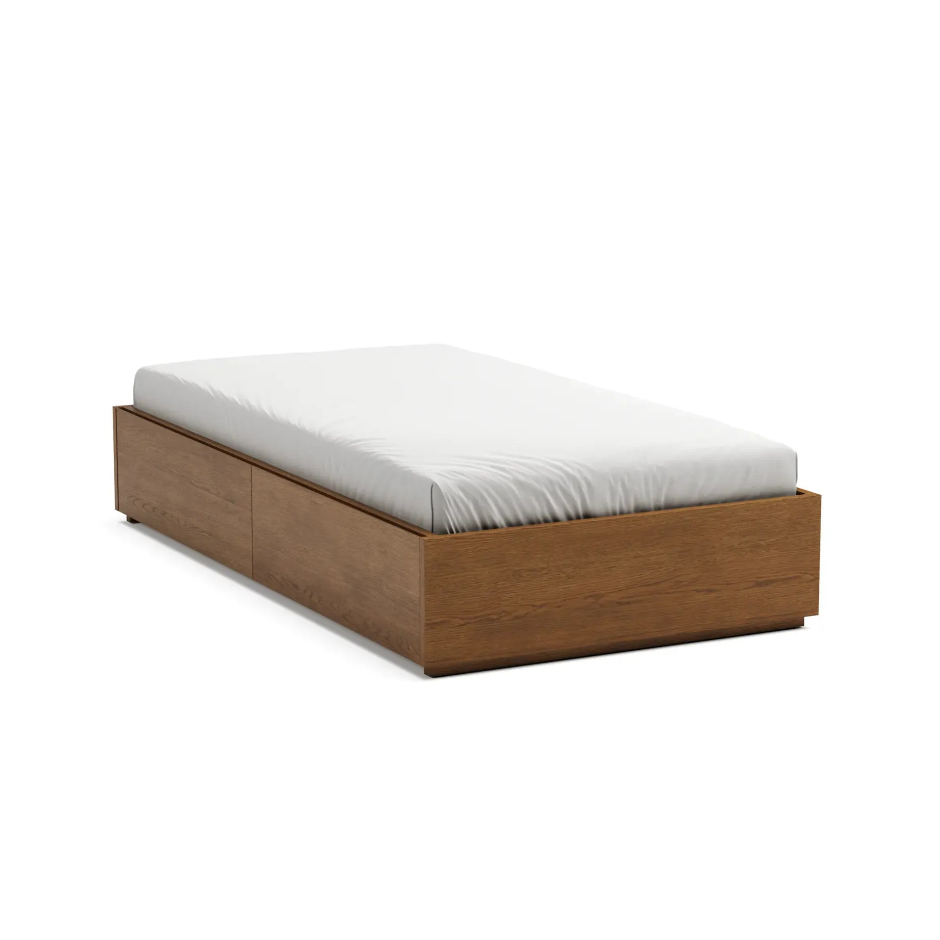 Leif Twin Platform Storage Bed - Smoked Oak