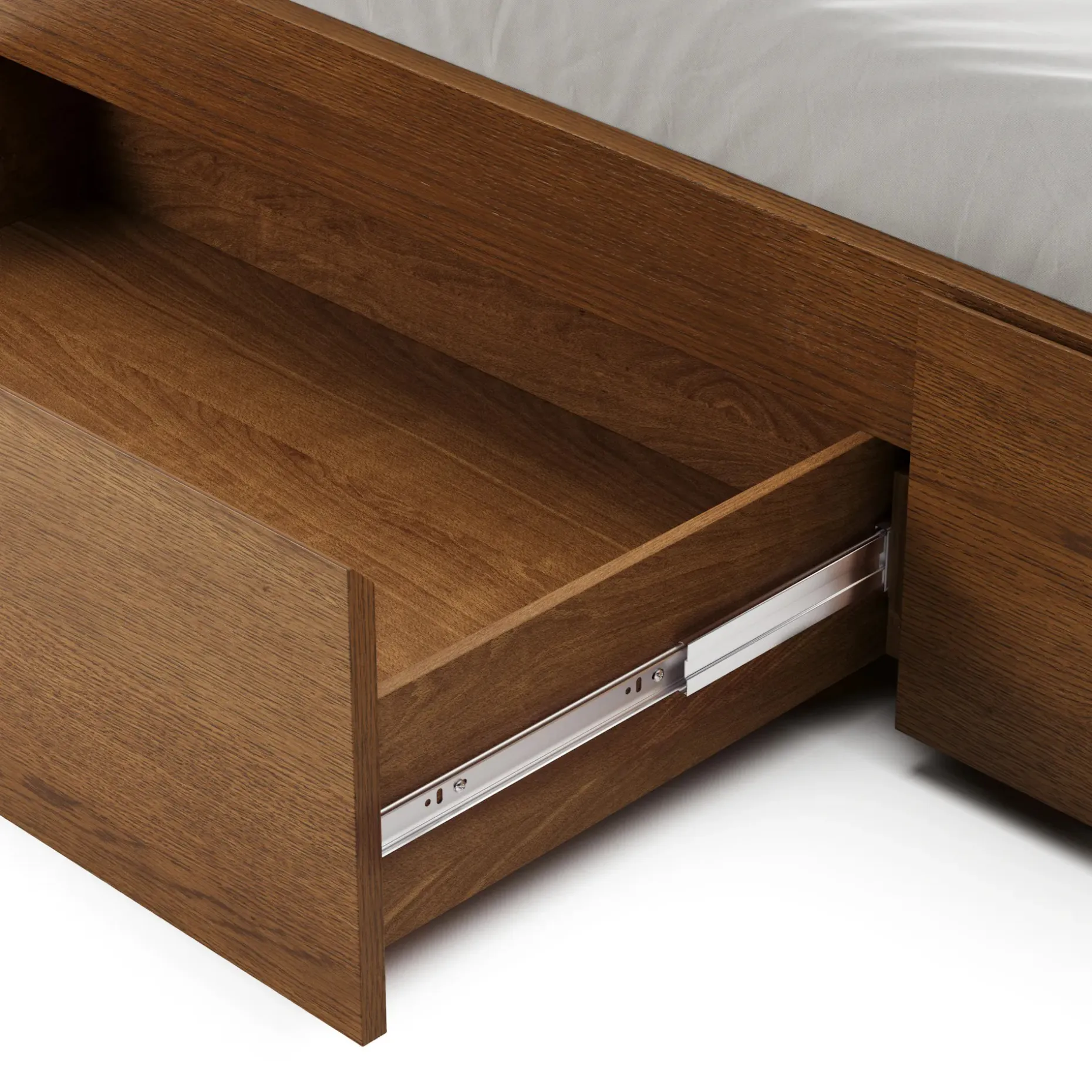 Leif Twin Platform Storage Bed - Smoked Oak