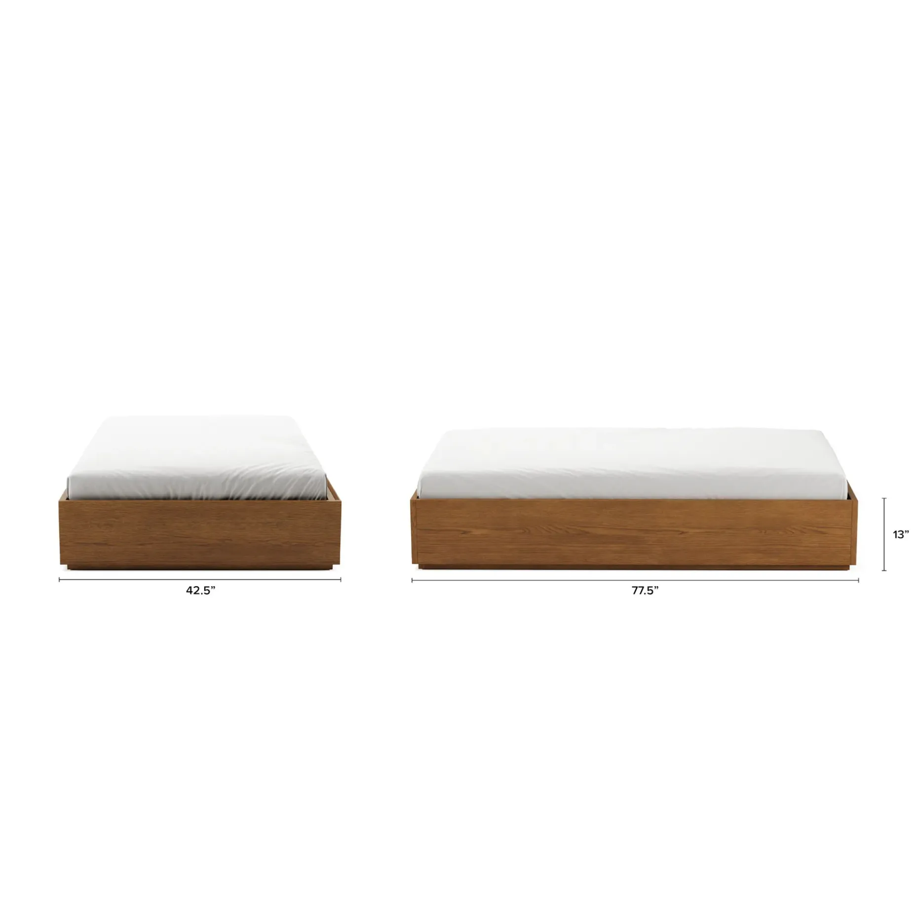 Leif Twin Platform Storage Bed - Smoked Oak
