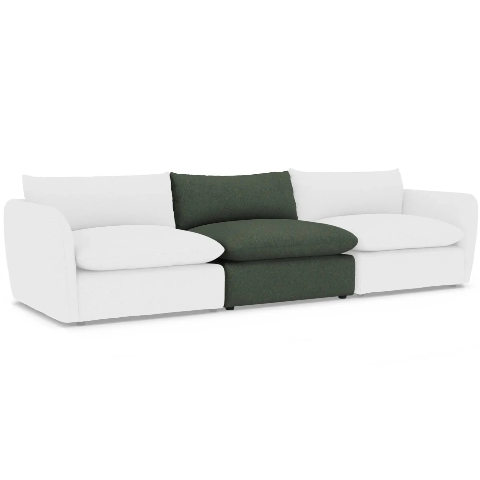 Leigh 39.5" Armless Chair Module - Green Wool Bouclé