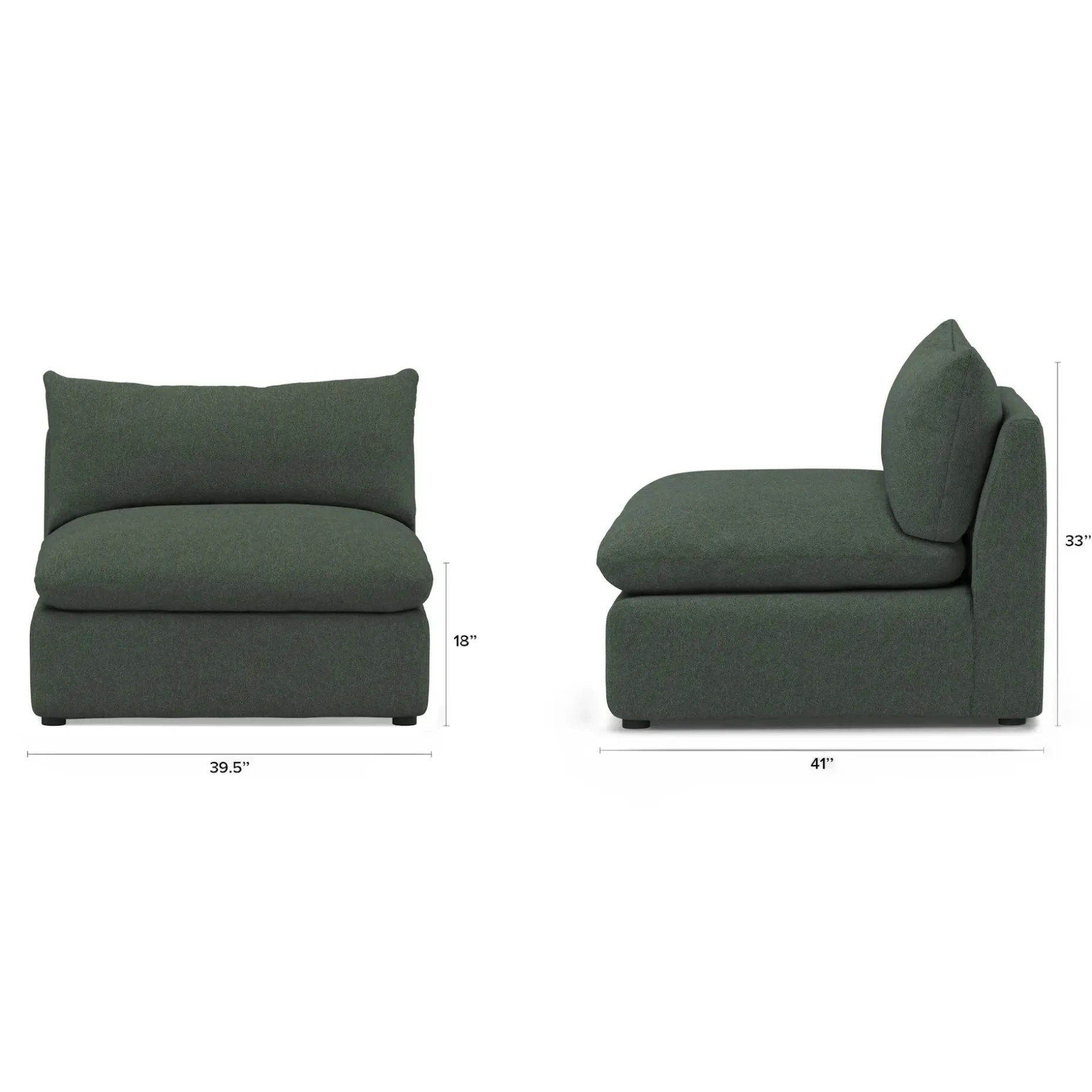 Leigh 39.5" Armless Chair Module - Green Wool Bouclé